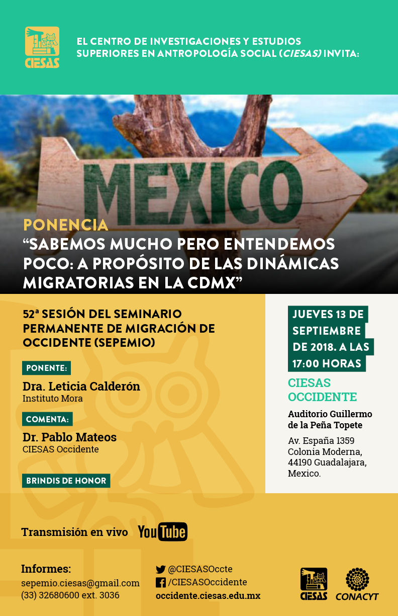 sepemio CIESAS "Sabemos mucho pero entendemos poco: a propósito de las dinámicas migratorias en la CDMX"